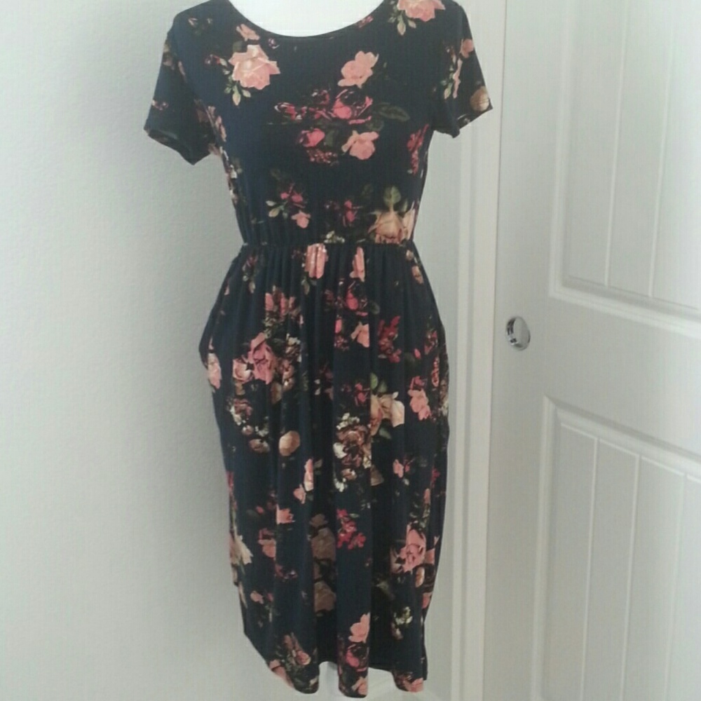 Dark blue floral dress